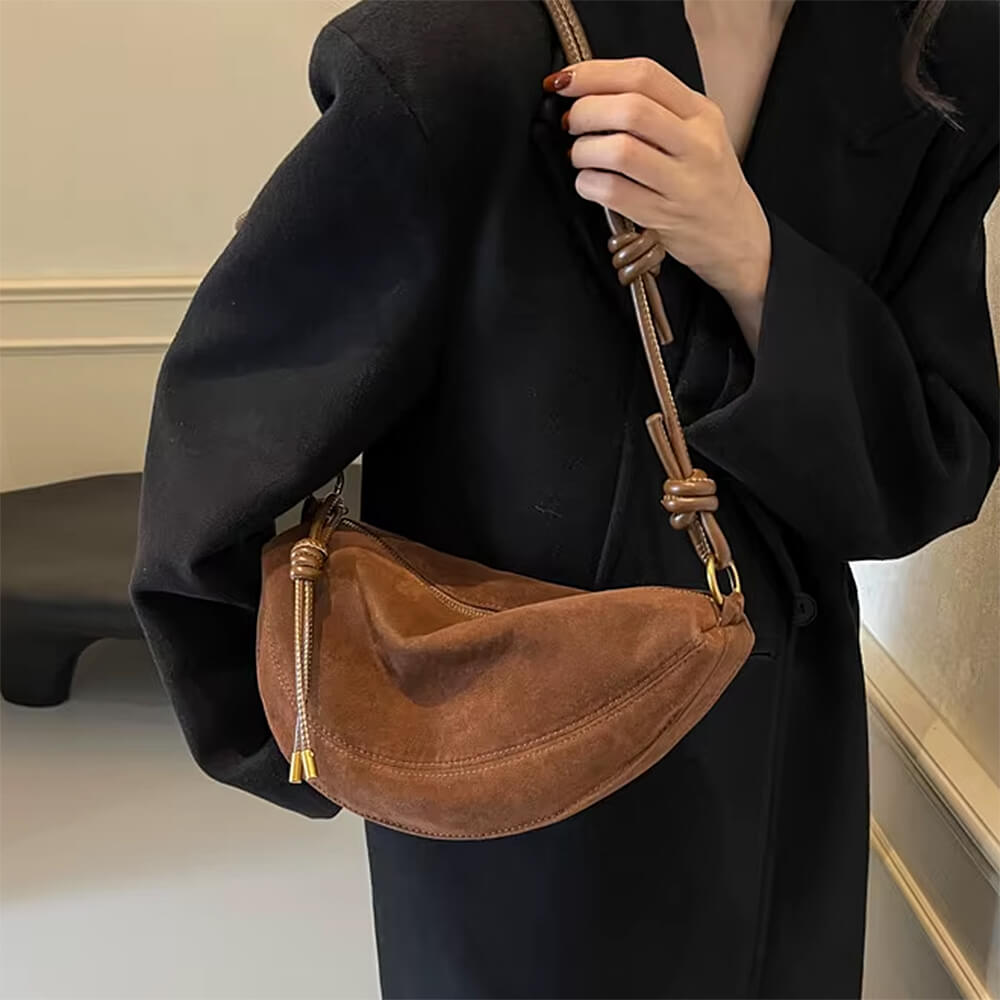 aesthetic suede hobo bag boogzel clothing