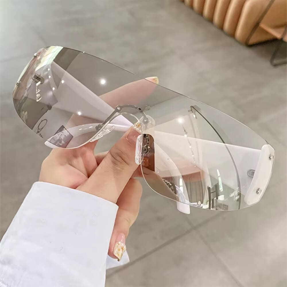 aesthetic white silver sunglasses boogzel clothing