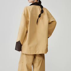 aesthetic beige denim jacket boogzel clothing