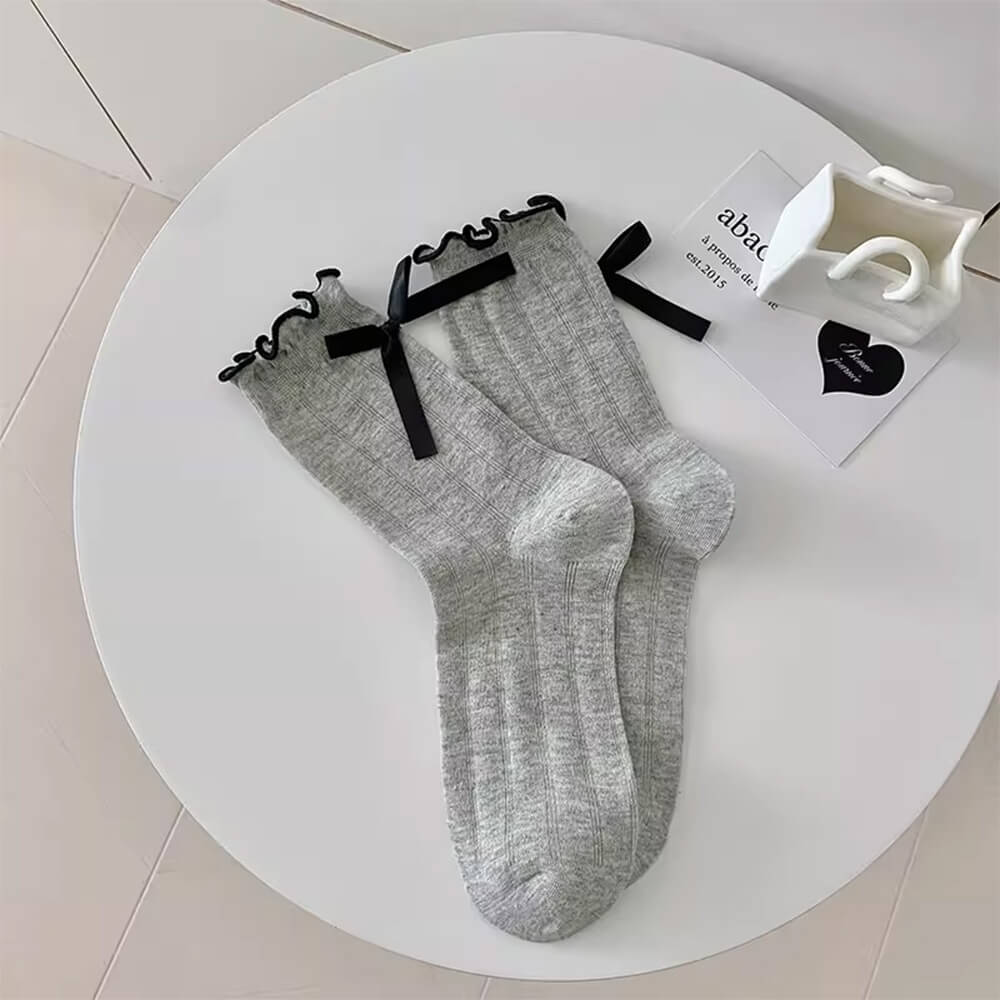 aesthetic bow ruffle socks boogzel clothing