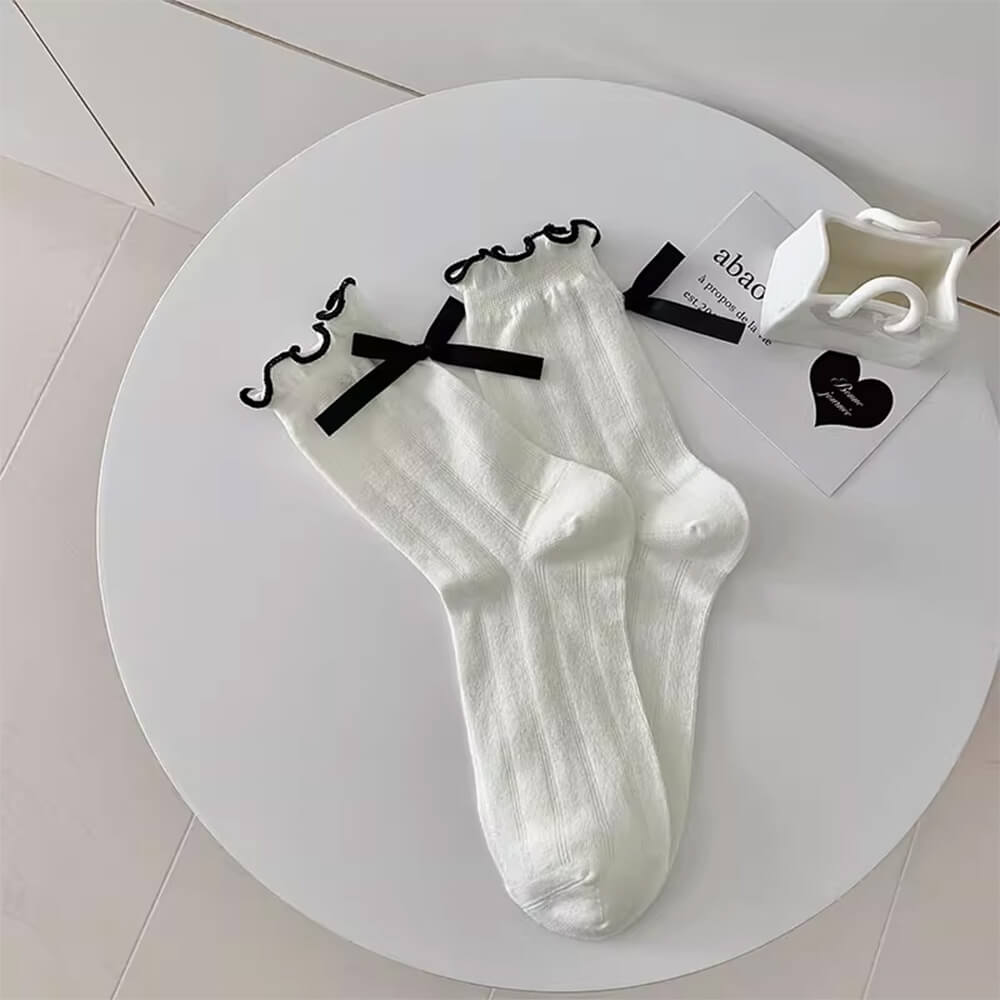 aesthetic bow ruffle socks boogzel clothing