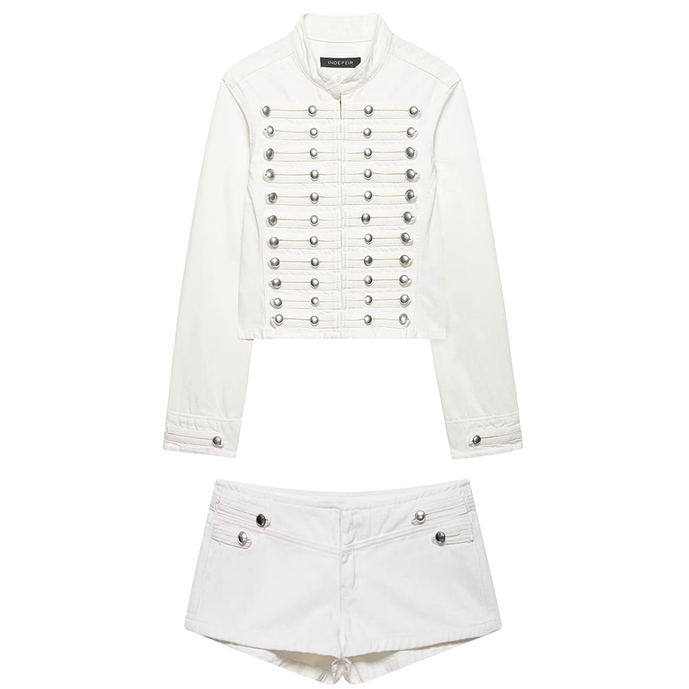 aesthetic denim jacket and shorts set boogzel clothing