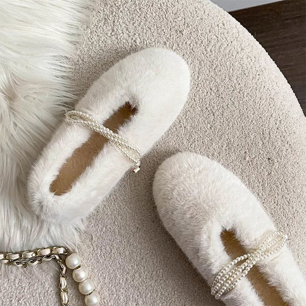 aesthetic faux fur mary jane flats boogzel clothing