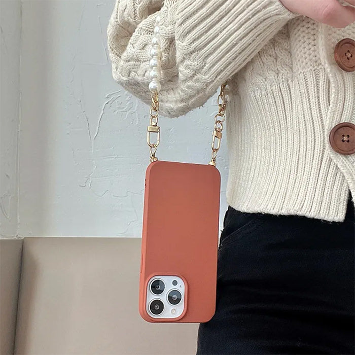 aesthetic pearl chain iphone case boogzel clothing