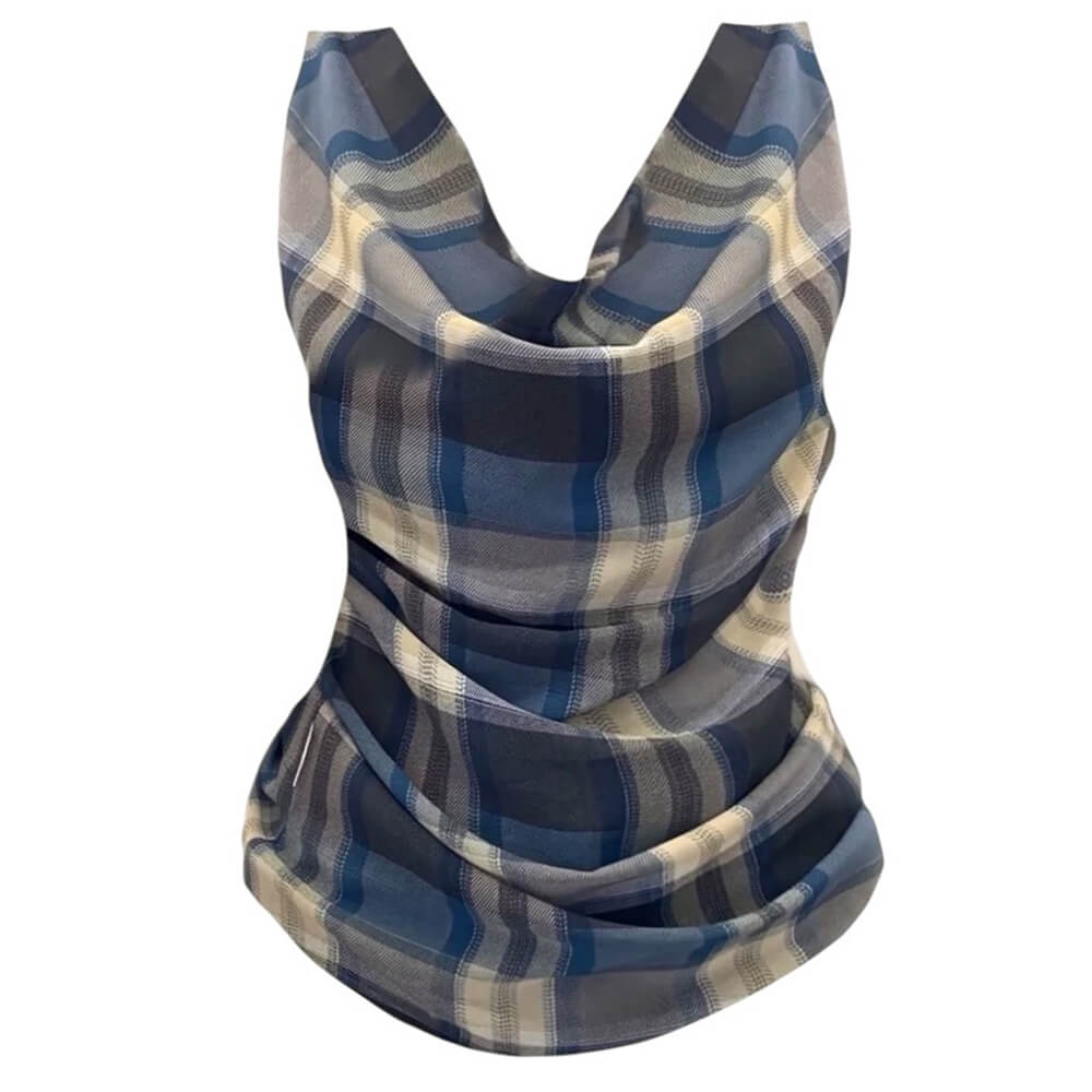 aesthetic plaid draped tank top boogzel clothing