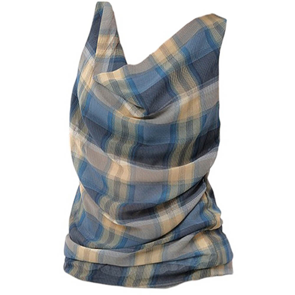aesthetic plaid draped tank top boogzel clothing