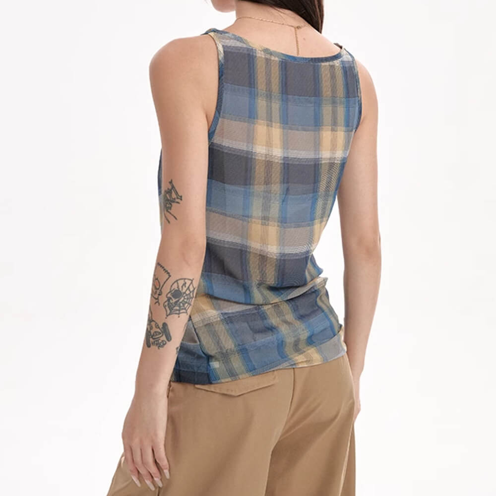 aesthetic plaid draped tank top boogzel clothing