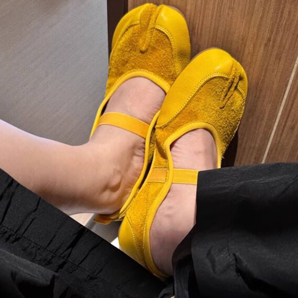 yellow tabi ballet flats boogzel clothing