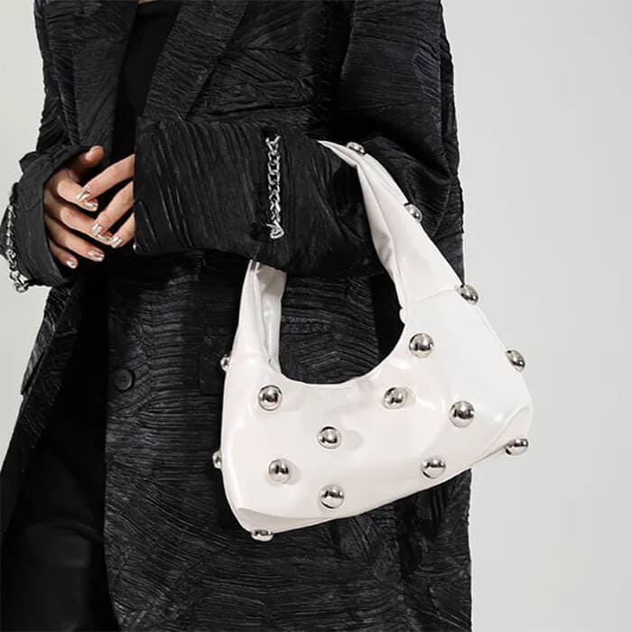 aesthetic studded shoulder bag boogzel clothing