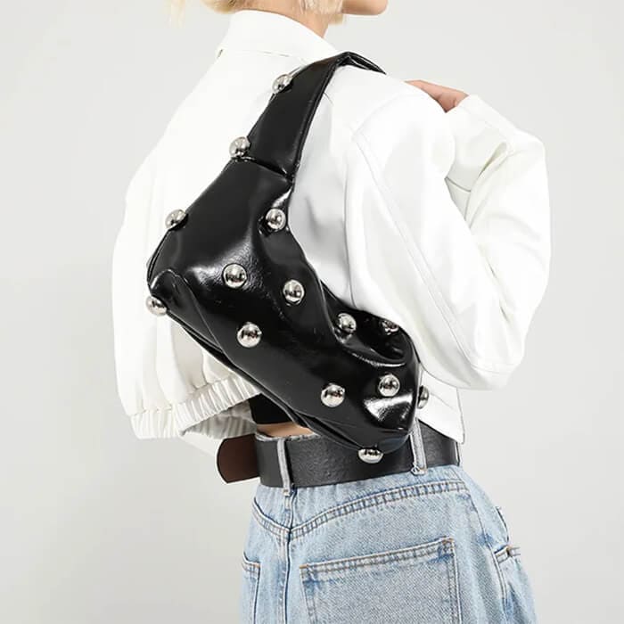 aesthetic studded shoulder bag boogzel clothing