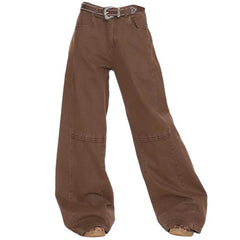 brown aesthetic wide leg pants boogzel clothing
