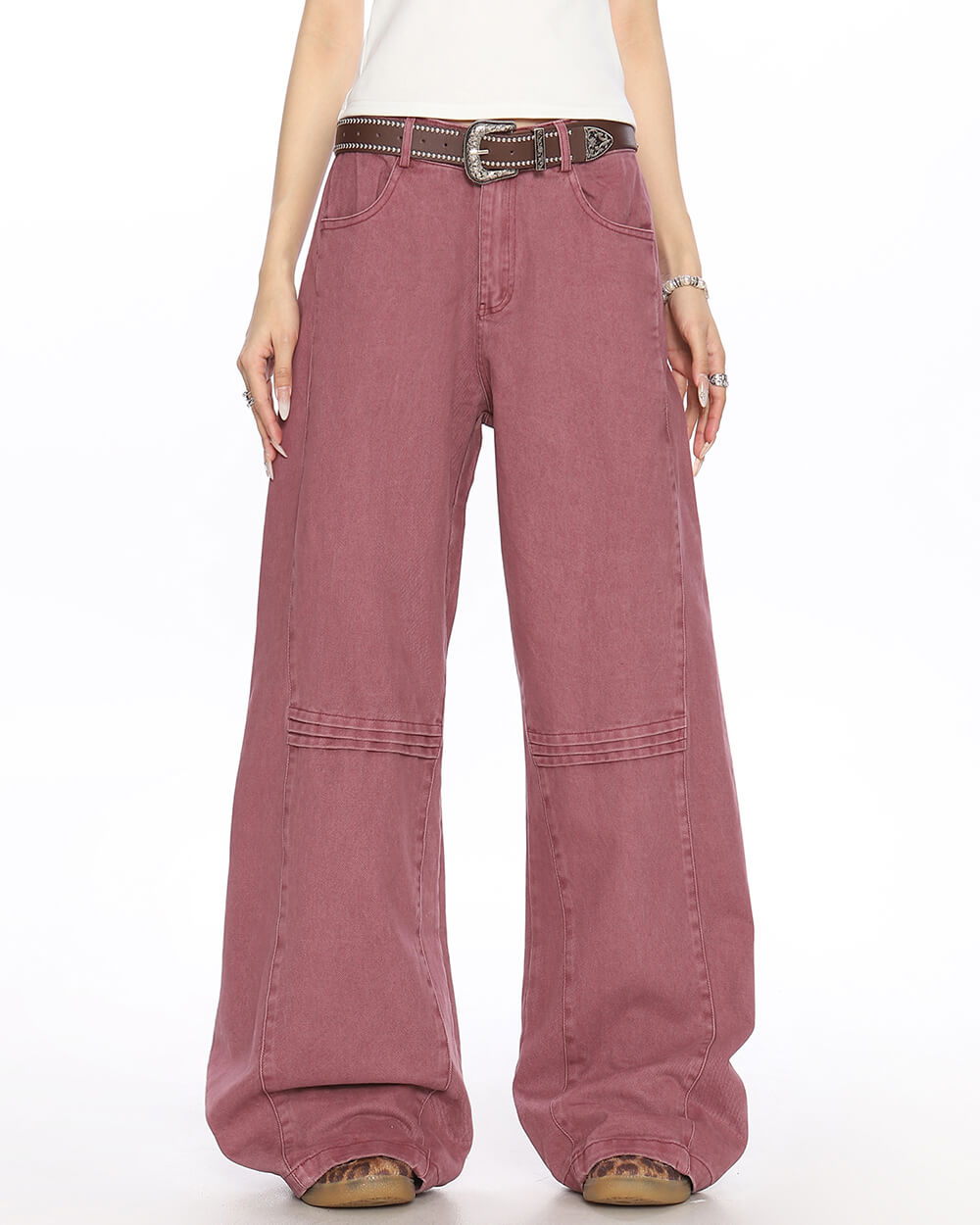 aesthetic pink wide leg pants boogzel clothing