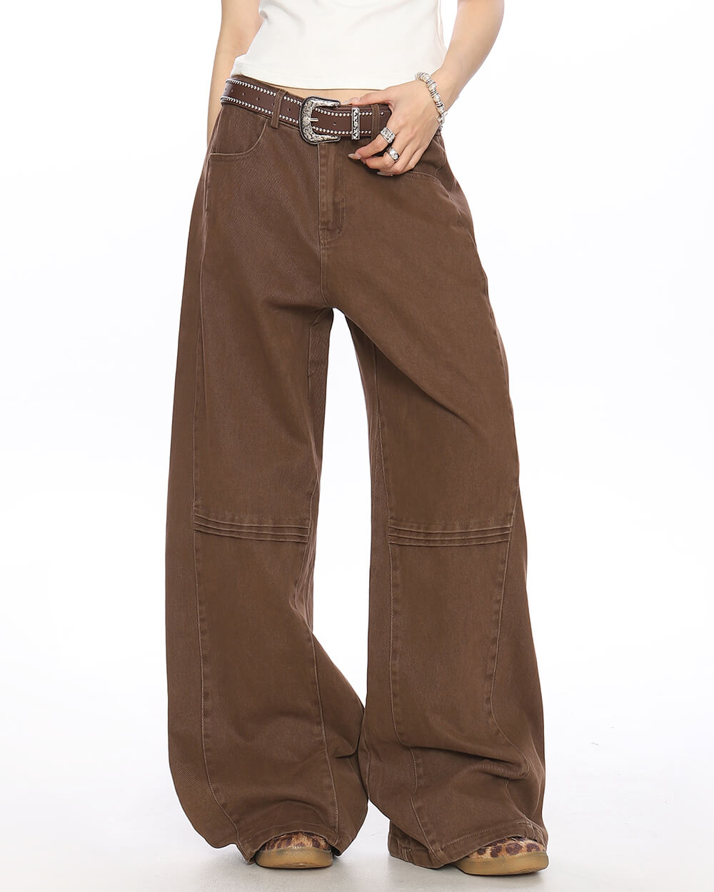 aesthetic brown wide leg pants boogzel clothing
