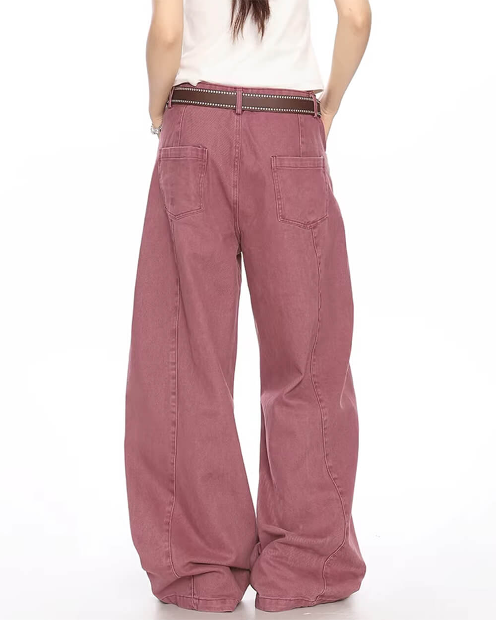 aesthetic pink wide leg jeans boogzel clothing