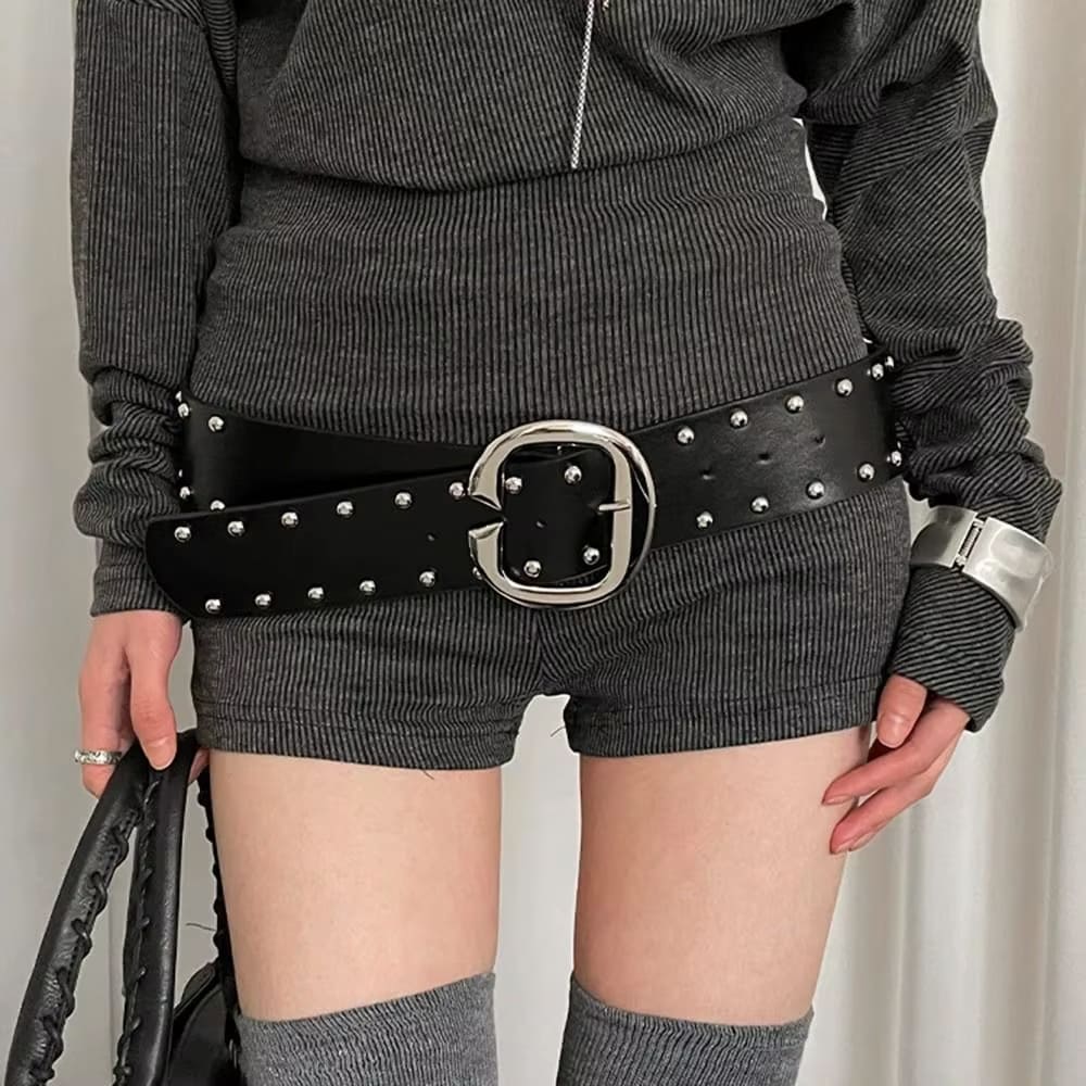 aesthetic wide studded belt boogzel clothing