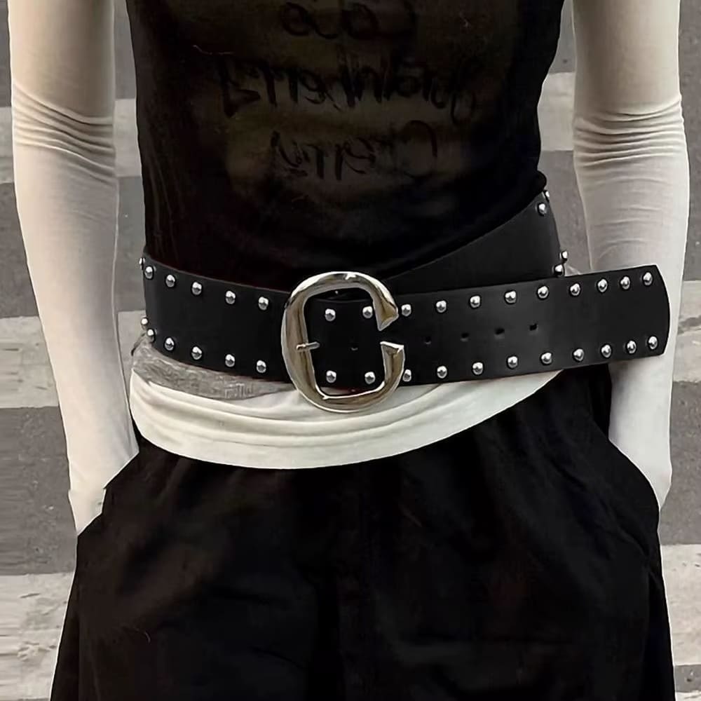 aesthetic wide studded belt boogzel clothing