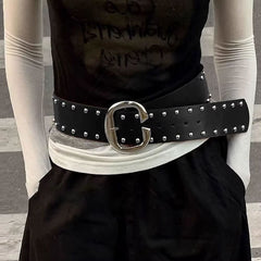 aesthetic wide studded belt boogzel clothing