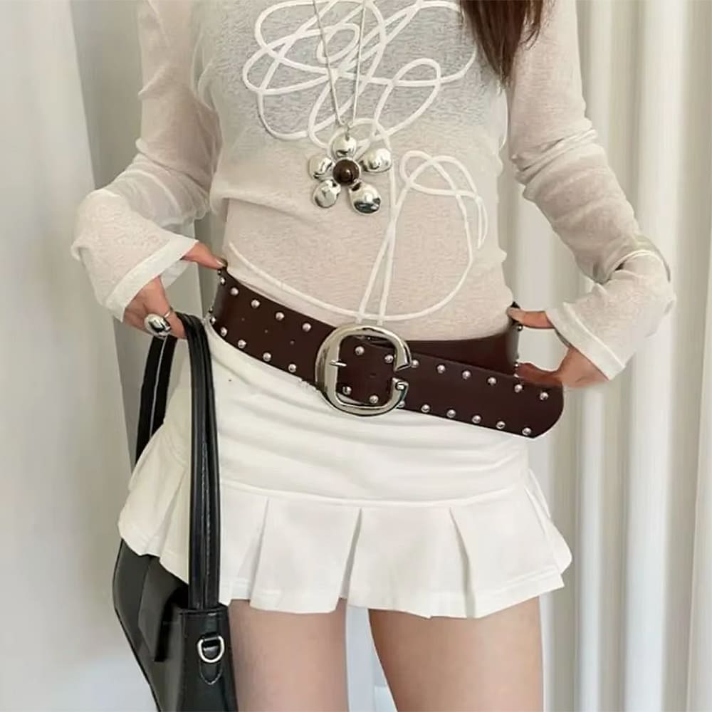 aesthetic wide studded belt boogzel clothing