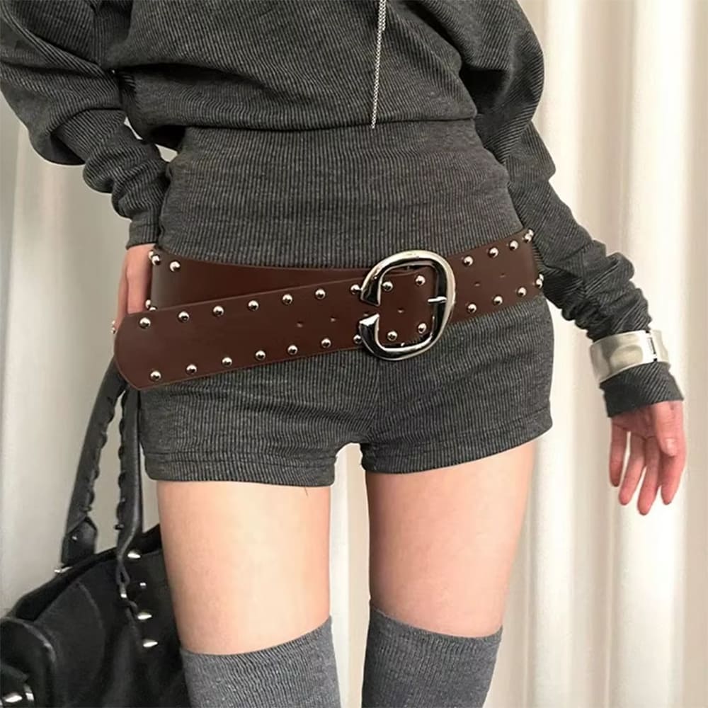 aesthetic wide studded belt boogzel clothing