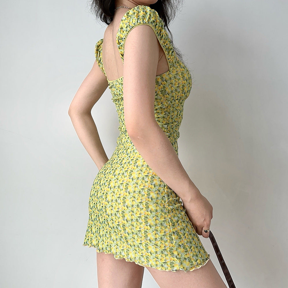 amalfi lemon ruched mini dress boogzel clothing