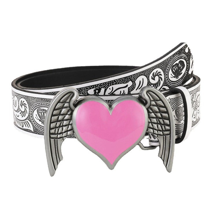 Y2K Aesthetic Angel Wings Heart Belt - y2k ouffit - boogzel clothing
