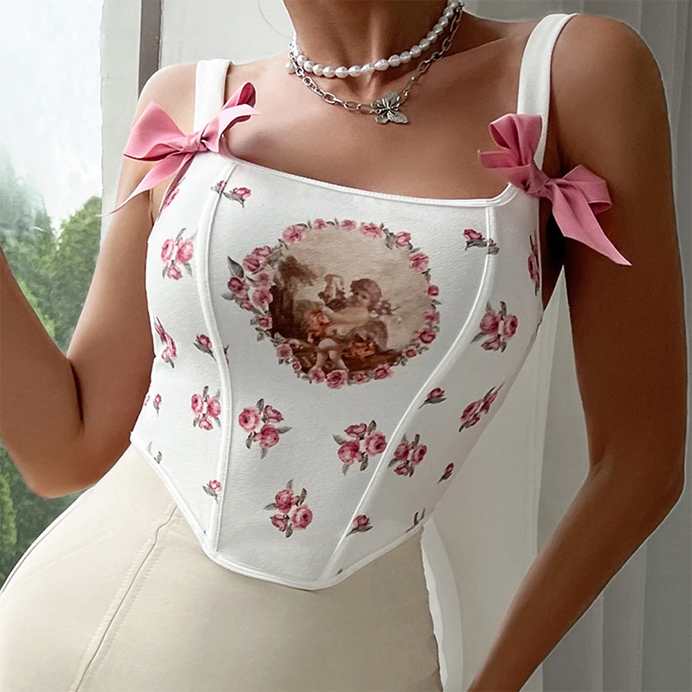 angelcore bow straps corset boogzel clothing