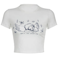 angel print crop top boogzel clothing