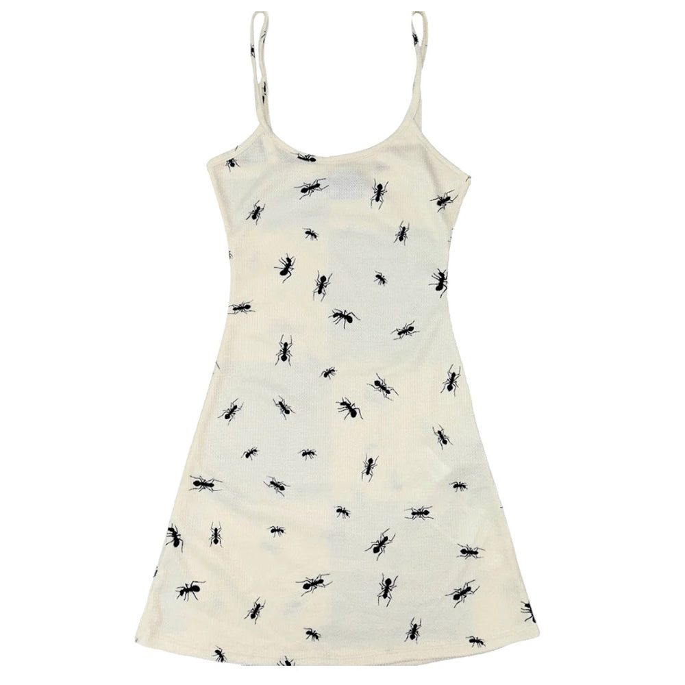 ant print ribbed slip dress boogzel clothing