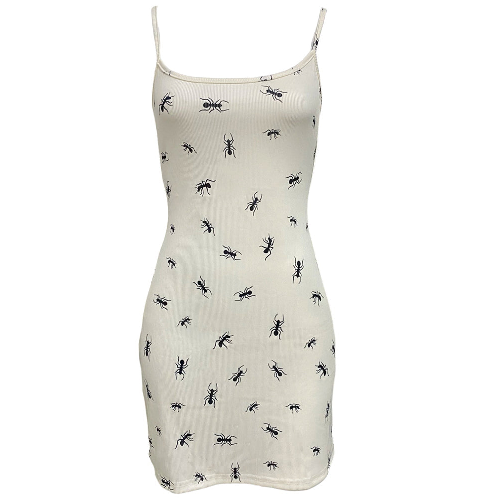 ant print ribbed slip dress boogzel clothing