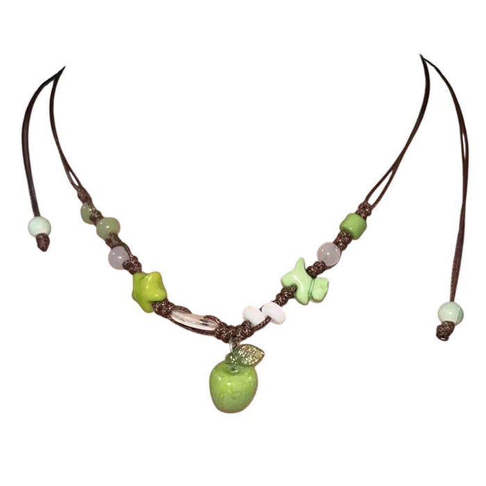 apple beaded necklace boogzel clothing