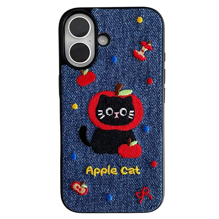 apple cat embroidery iphone case boogzel clothing 