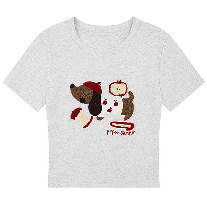 apple dog fuzzy graphic t-shirt boogzel clothing