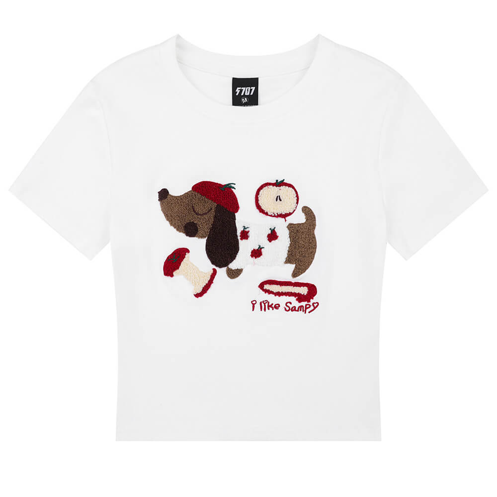 apple dog fuzzy graphic t-shirt boogzel clothing