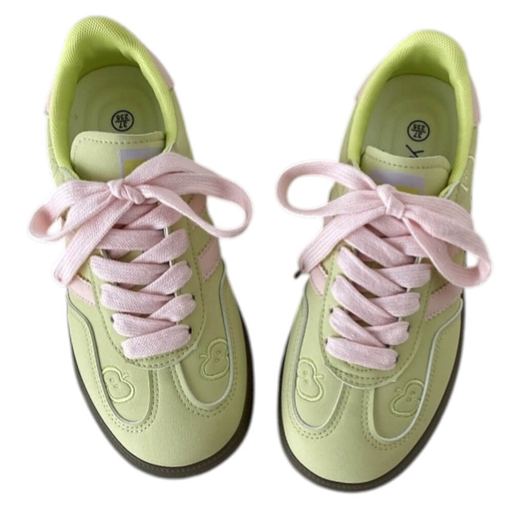 apple on toe green sneakers boogzel clothing