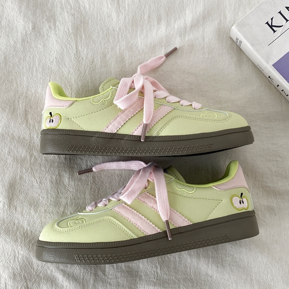 apple on toe green sneakers boogzel clothing