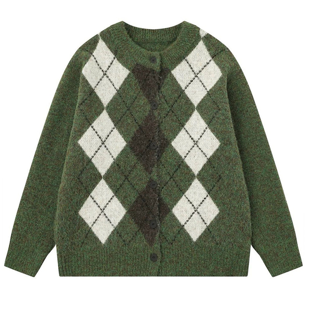 argyle button up cardigan boogzel clothing