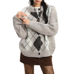 argyle button up cardigan boogzel clothing