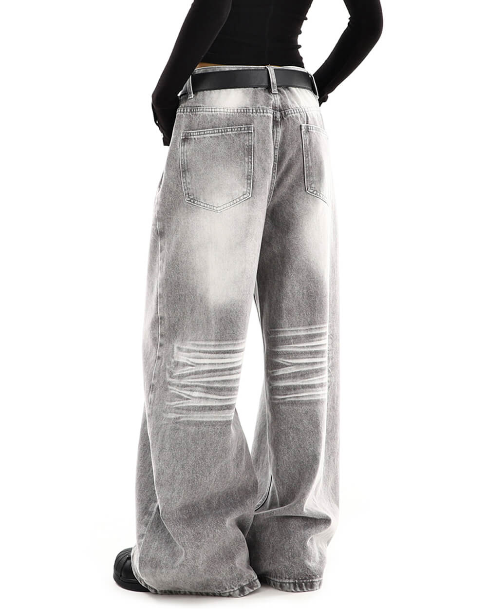 ash grey faded wide leg jeans boogzel clothing