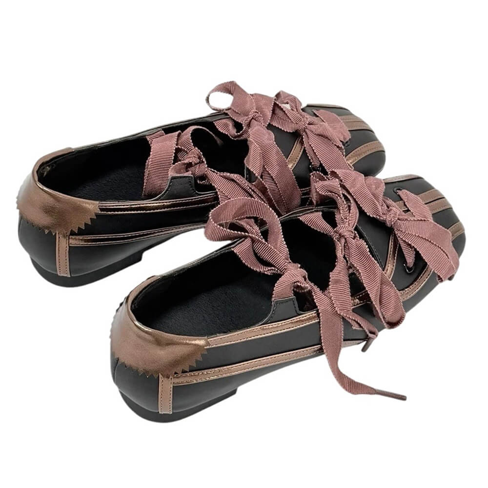 balletcore ribbon laced flats boogzel clothing