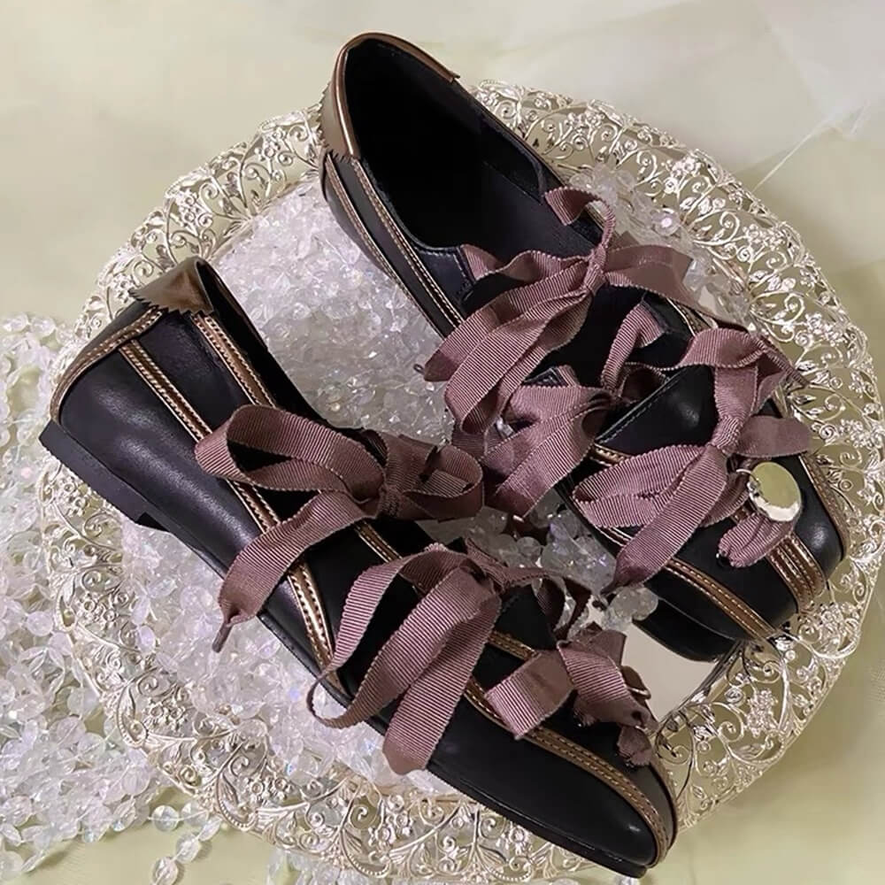 balletcore ribbon laced flats boogzel clothing