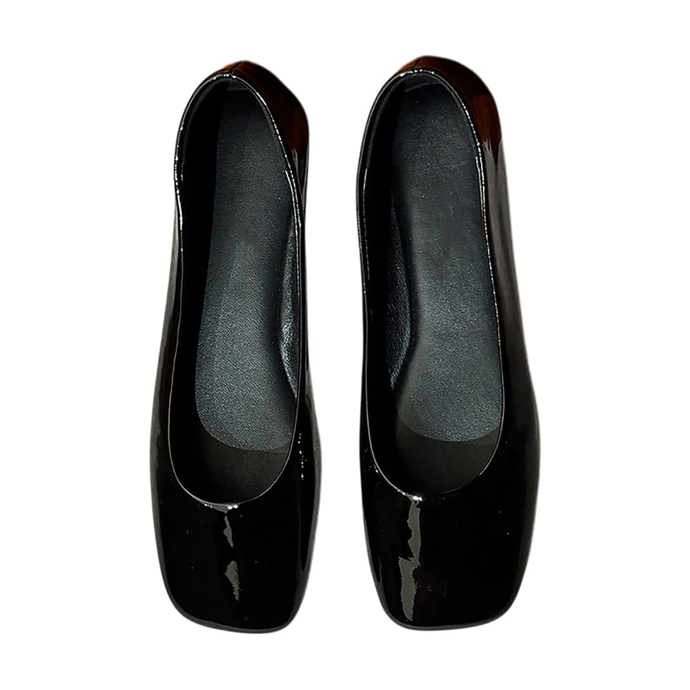 glossy black square toe flats boogzel clothing
