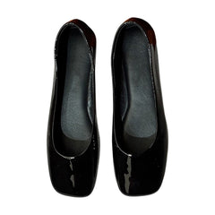 glossy black square toe flats boogzel clothing