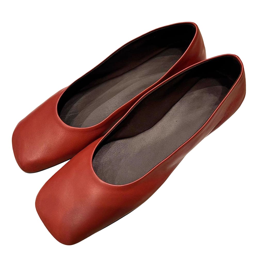 matte red square toe flats boogzel clothing
