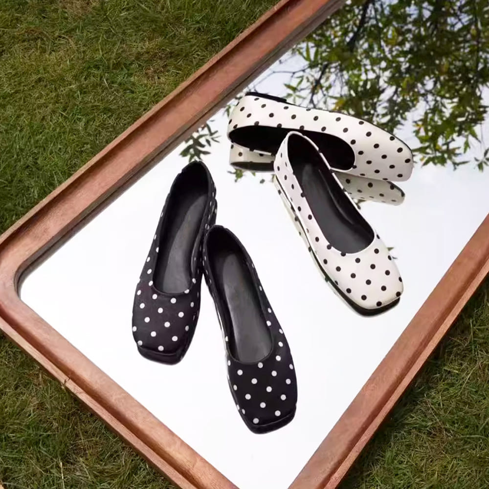 polka dot square toe flats boogzel clothing