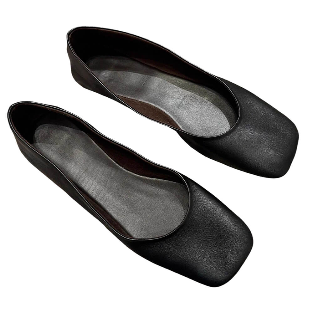 matte black square toe flats boogzel clothing
