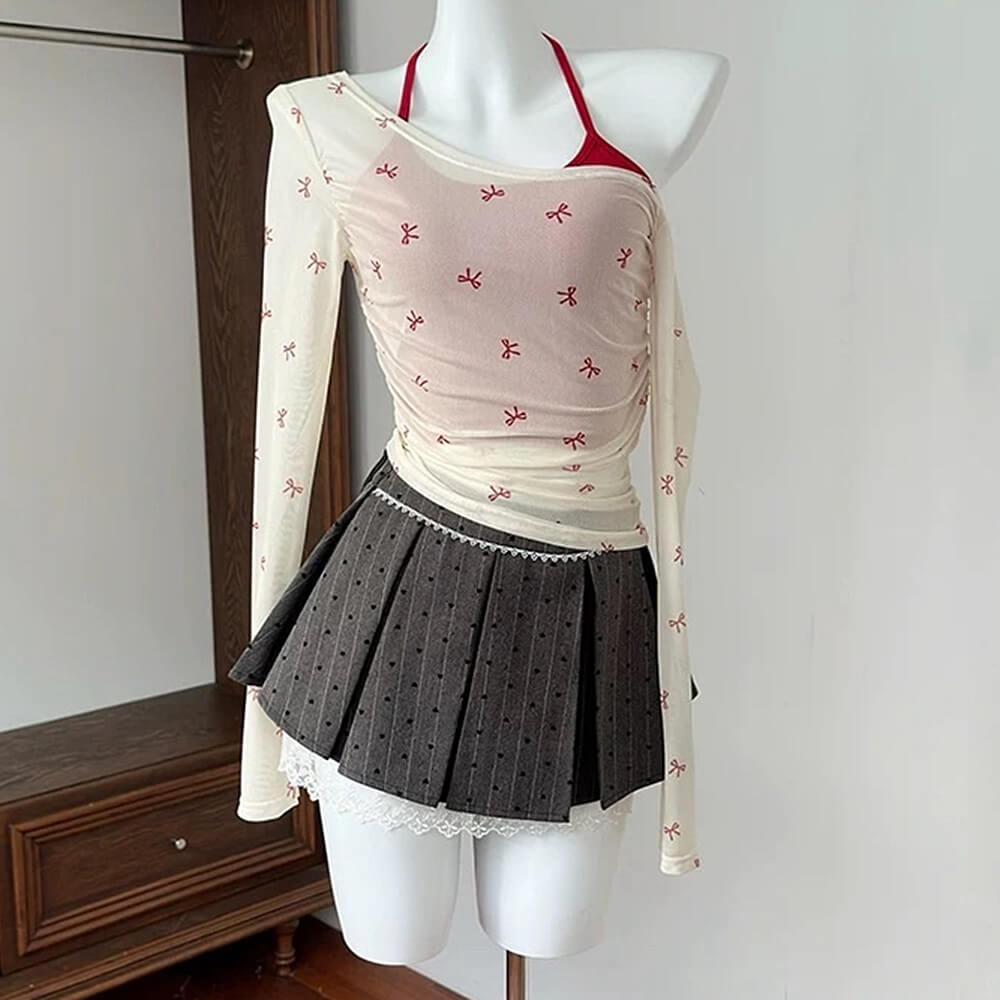 balletcore aesthetic bow mesh top boogzel clothing