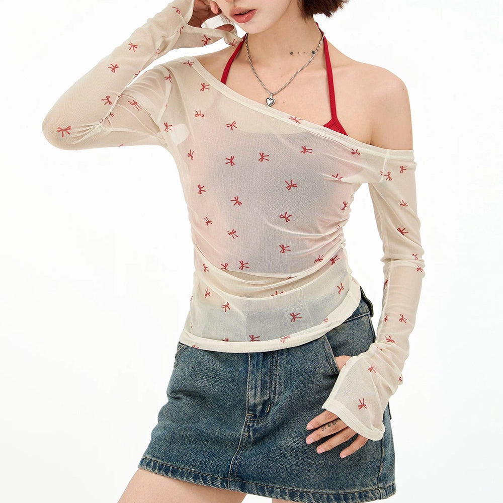 balletcore aesthetic bow mesh top boogzel clothing
