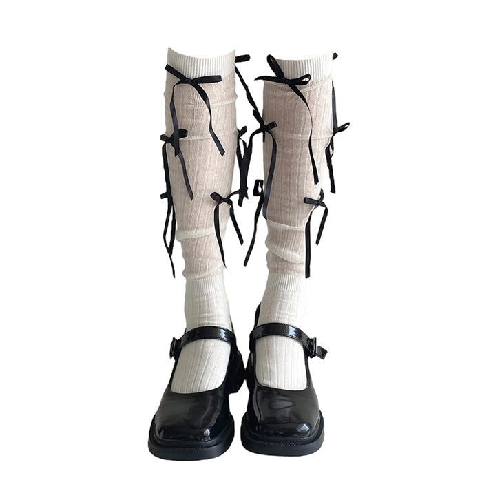balletcore bow high socks boogzel clothing