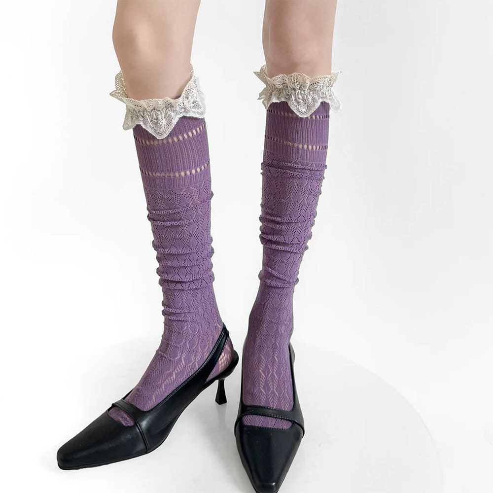 ballet core ruffle knee socks boogzel clothing