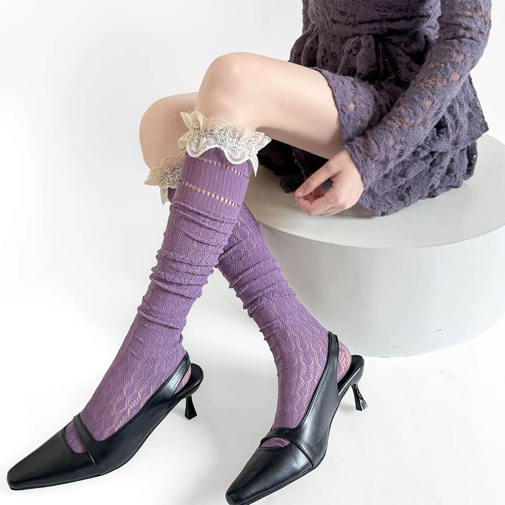 ballet core ruffle knee socks boogzel clothing